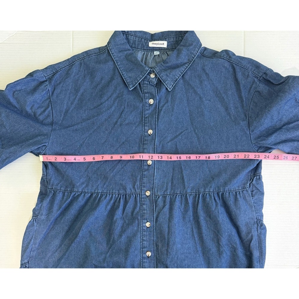 They Look Women's Denim Tiered Button Up Short Sleeve Dress Size 3XL - Picture 4 of 5